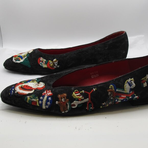J Renee black velvet Christmas flats in 8.5N - Picture 2 of 6